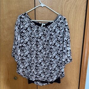 Floral Black and White Women's Top